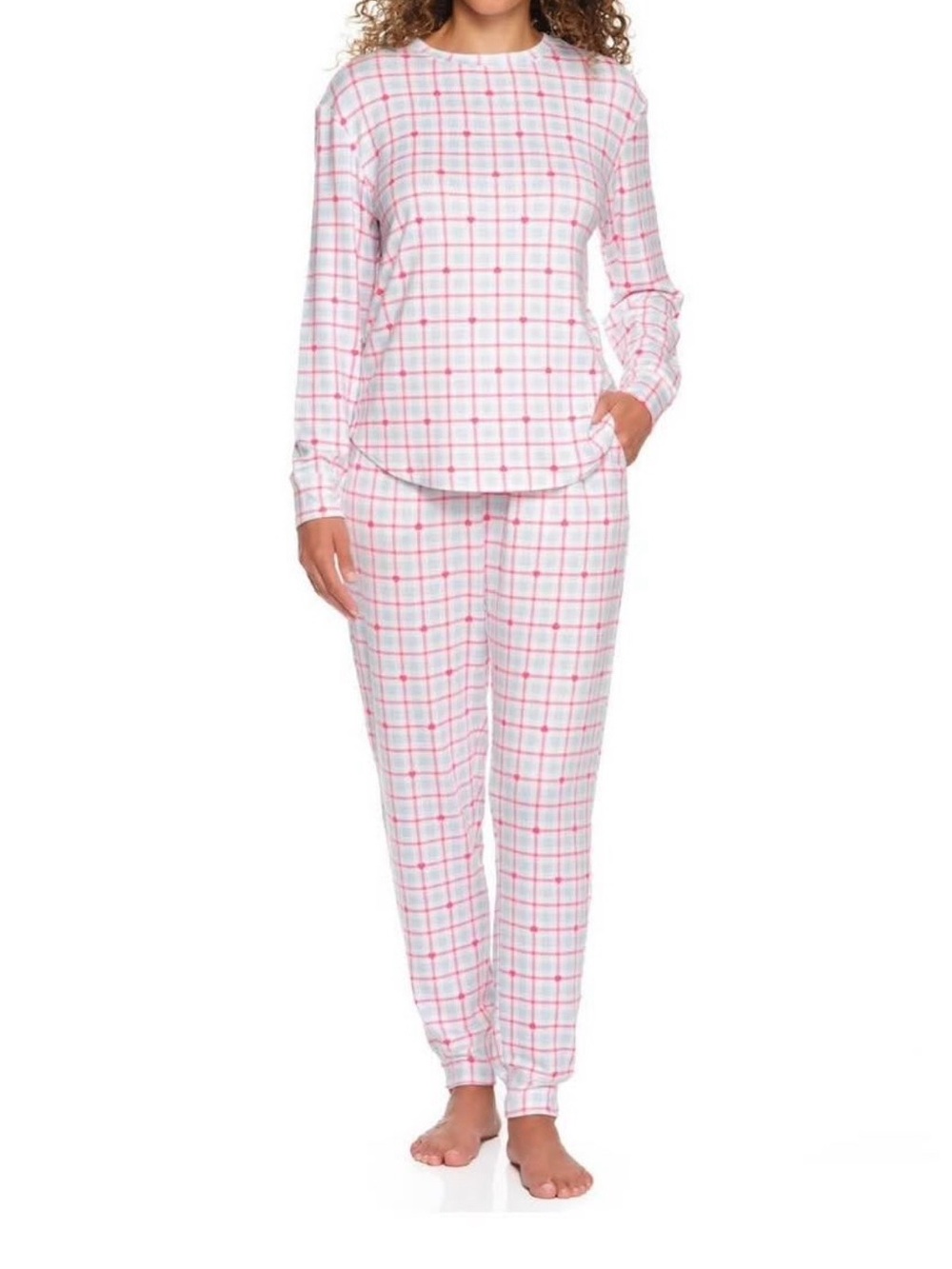 Ann Taylor Loft Gingham Heart Pink Plaid Two-Piece Pajama Set women’s XXL
